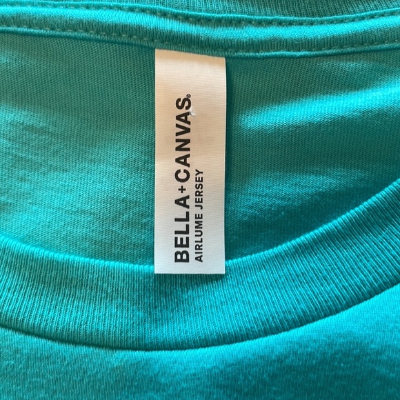 Bella Canvas Turquoise Cotton Long Sleeve Tee Shirt Size Large - Picture 3 of 6